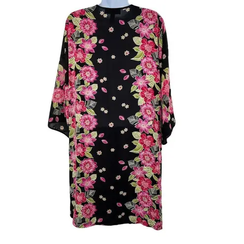 Oscar de la Renta Vintage  Floral Kimono Satin Robe