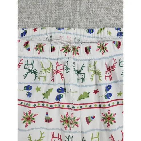 Hanna Andersson Womens Pajama Pants Size S White Christmas Print Organic Cotton