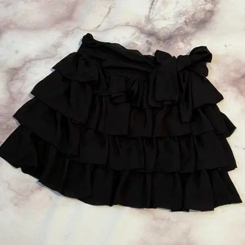 NEW Rachael & Chloe Juniors Size L Black Tiered Bow Boutique Skirt