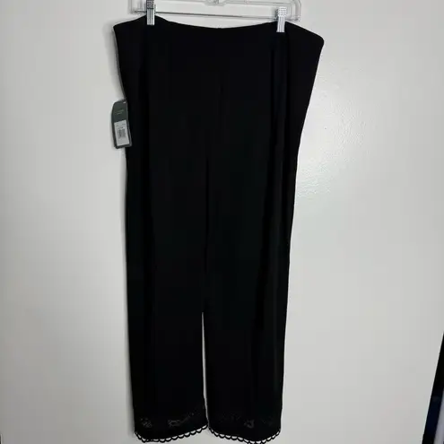 Lysse NWT Plus Raya Womens Lace Trim High Rise Cropped Pants In Black Size 2X