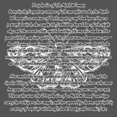 Handmade Witchy Gothic Victorian "Prophecies of a Moth-Woman" Moth Charm Earrings