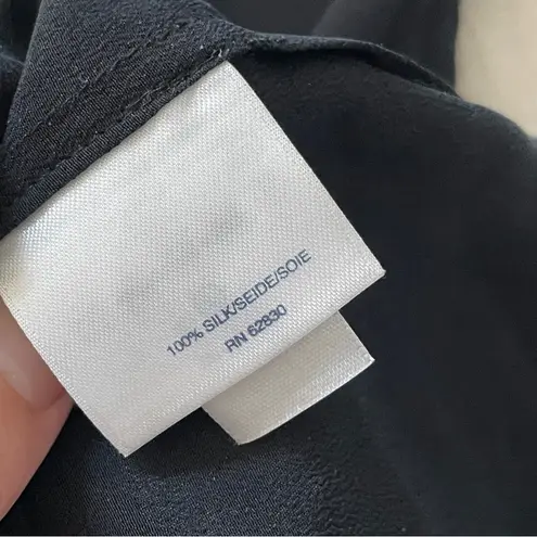 Lands' End Top silk long sleeve boxy womens Black (size 6) flowy oversized