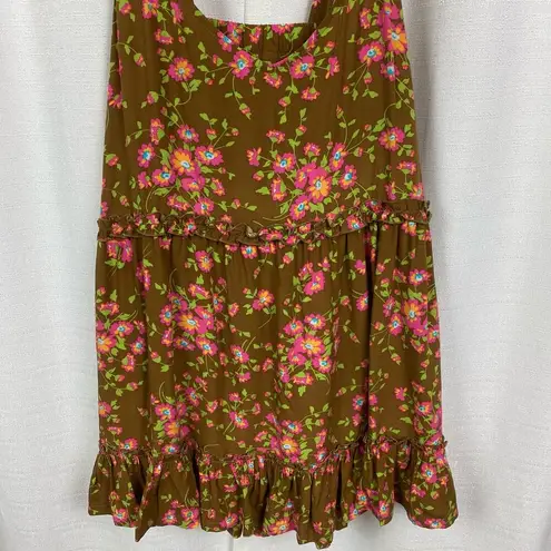 Matilda Jane Brown&Pink Floral On A Whim Ruffle Hem Tank Top Sz.XL NWT