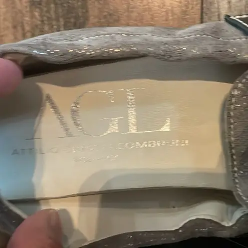 AGL Attilio Giusti Leombruni Metallic Suede Loafers Gray Size 6.5