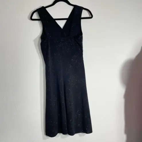 Star Vixen Black Silver Shimmer Flower Retro A Line Dress Size Medium