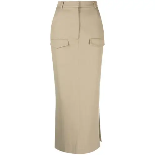 NANUSHKA Edena Skirt in Pebble Large New Womens Long Maxi Chinos Khaki Tan