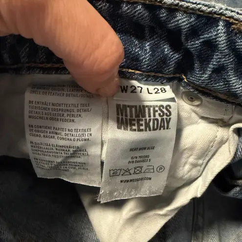 Weekday MTWTFSS Mid Rise Straight Leg Beat Wow Blue Mom Denim Jeans Womens 26