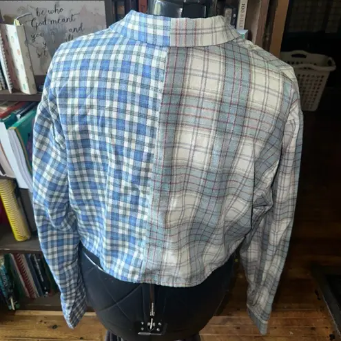 Live 4 Truth mixed blue plaid festival button down crop top