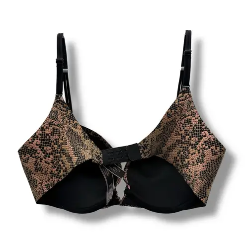 Victoria's Secret Black Pink Oil Snakeskin Print Push-Up Bra Sz 32D