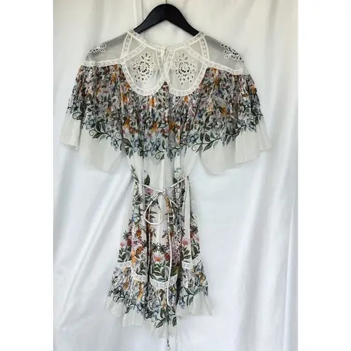 Farm Rio Sweet Bloom Dress Small Mini Bouquet Short Sleeve Eyelet Lace Garden