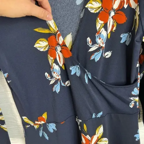 Leota Blue Santa Barbara Floral Perfect Wrap Dress NO BELT Size M