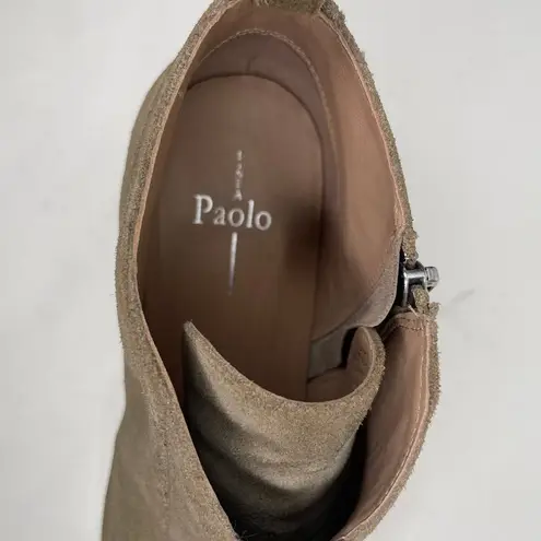 Linea Paolo Anna Perforated Suede Low Heel Wedge Sneaker Dark Olive 10M Brown Size 10