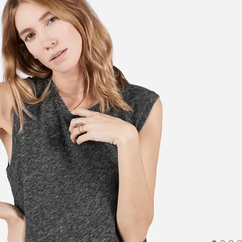 Everlane Dark Heathered Grey Wool Blend Sleevless Large Armhole Tank Top thumbnail 4