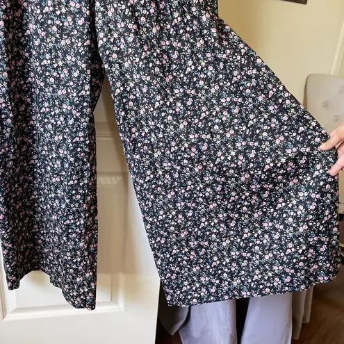 Selkie Garden Song Weekender Floral Ruffle Jumpsuit Black Pink Large NWT