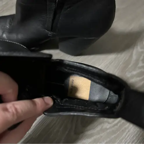 Dolce Vita DV Black Leather Side Zip Block Heeled Booties Size 9