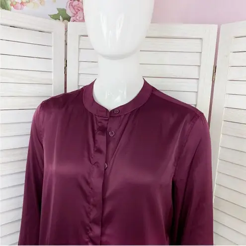Banana Republic ‎ Satin Shirt Dress Long Sleeve Midi Burgundy XS