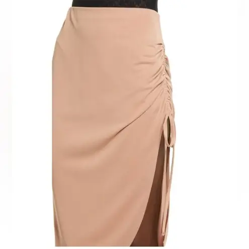 Ruched Midi Skirt Tan Size L