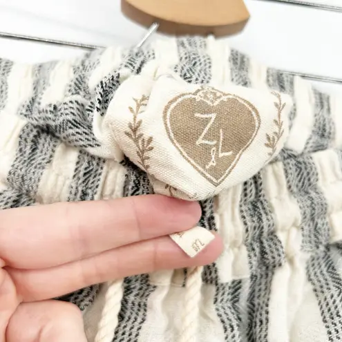 Z&L Womens Boho Beachy Tassel Drawstring Striped Pull On Wide Leg Pants Size M Gray Size M