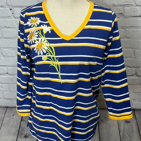 Bob Mackie wearable art embroidered Daisy top size small