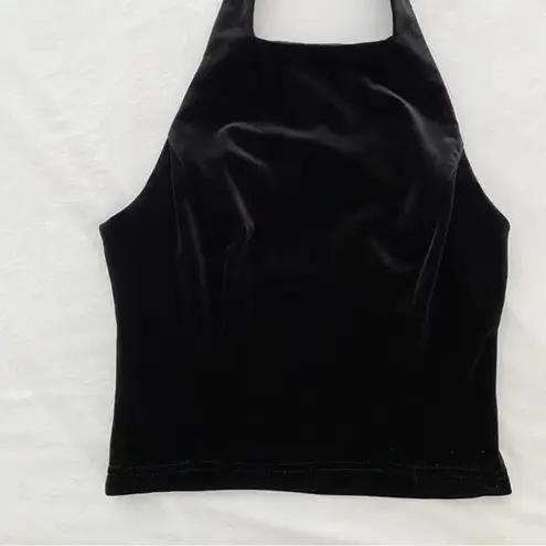 Be Smart Vintage Y2K Velvet High Neck Halter Top Size 5/6 Black