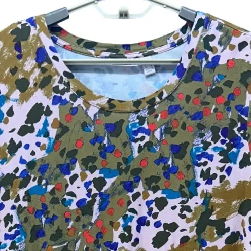 LOGO By Lori Goldstein LOGO Womens Tunic Blouse Size L Art To Wear Artsy Abstract Eclectic Forest Theme