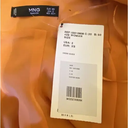 Mango NWT MNG Crepe Mini Strap Back Orange  Shift Dress  Womens Size 2