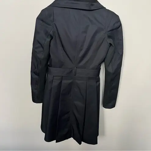 BCBGMAXAZRIA  Sophia Funnel-Neck Pleated Jacket Black Size XS Trench Coat