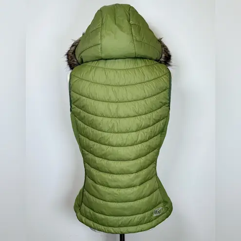 Klim ‘Waverly’ Insulated Vest Detachable Fur Trim Hood Women’s Size Medium Green