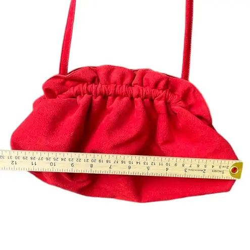 Vintage red crossbody Riva Ultra suede . Faux croc interior .