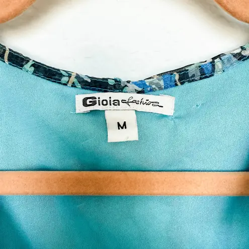 Y2K Gioia Womens Dress Top Size M Ruffle Beaded Floral Chiffon Fairy Cottage Blue Size M