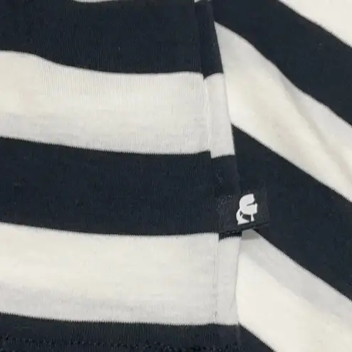 Karl Lagerfeld PARIS Bonjour Striped Tee L 21.5” p2p Black/White NWT