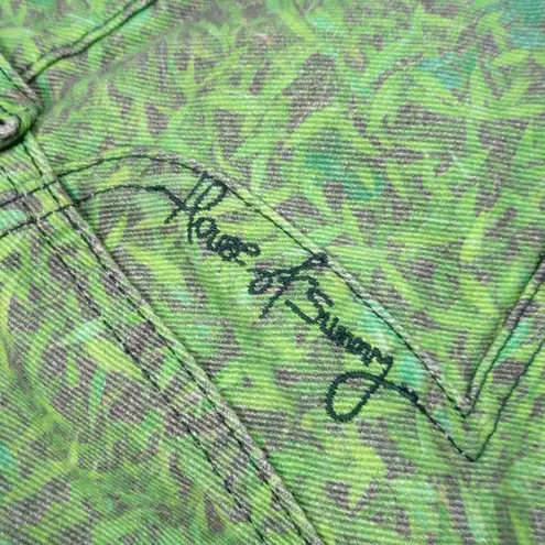 HOUSE OF SUNNY London Fields Jessie High Waisted Button Fly Straight Leg Jeans 4 Green