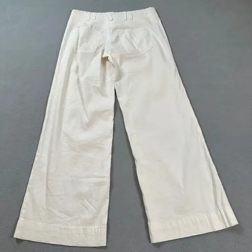 Elie Tahari White Pants 2 Linen Blend Wide Leg Flare Cropped Classic Trousers