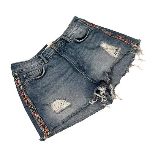 H&M  X Coachella Distressed Tribal Fringe Shorts