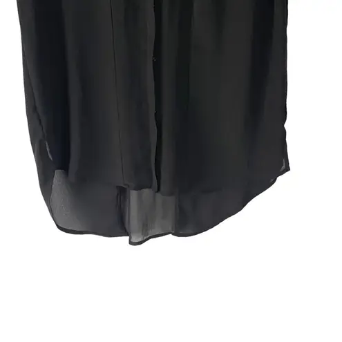 Ro & De Women's Size Small Black Sheer Office Career Button Blouse