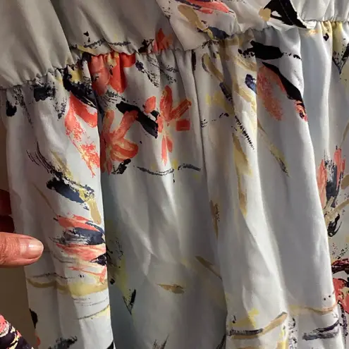 Lulu’s Womens Romper Shorts S Small Blue Floral Multicolor Ties V Neck NWT New