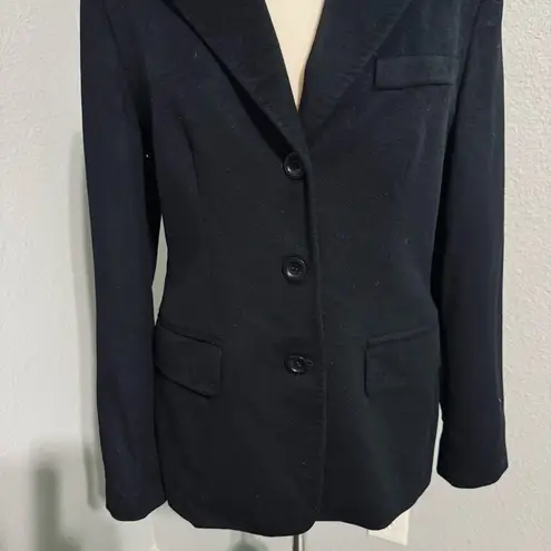 Max Mara Black Single Breasted Lapel Collar 100% Virgin Wool Blazer Sz 8 Italy