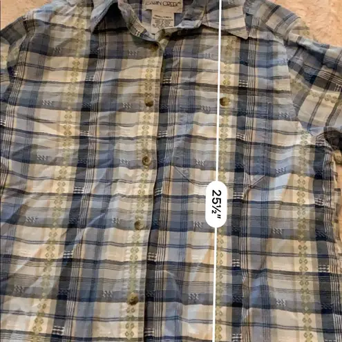 Cabin creek  S small‎ shirt women blue long sleeve plaid top button down 020901