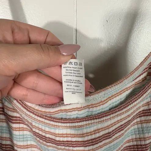 Kate Quinn 100% Organic Cotton Striped Ribbed Knit Tank Top Small S Sustainable Multiple