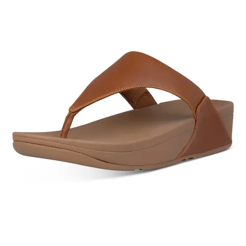 FitFlop Lulu Leather Toe-Thongs Casual Sandals- Light Tan- Size 9