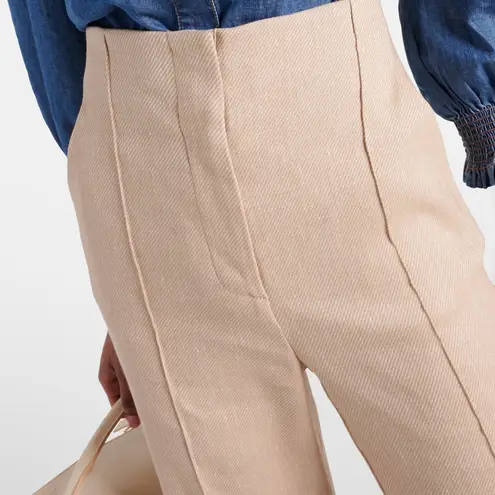 Veronica Beard NWT Komi Stretch Twill-Linen Flare Trousers Size 12 Sandalwood