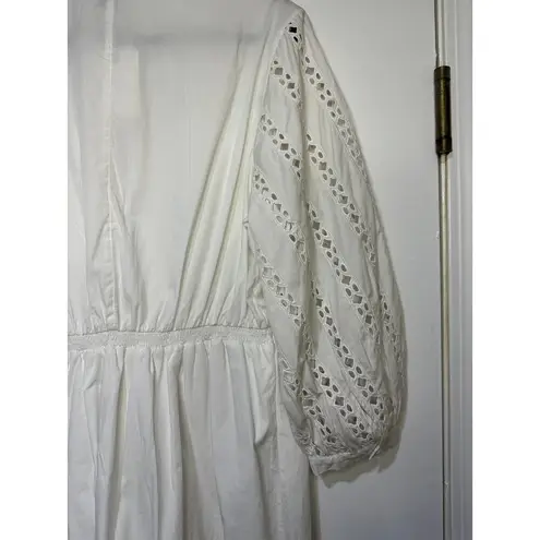 Something Navy Women's Size XXL Long Sleeve Dress White Eyelet Cinch Waist NWT