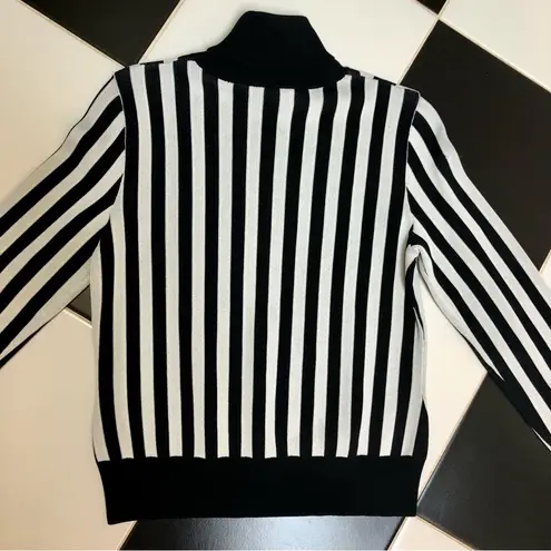 Saunders Collective Striped Sweater Black & White Referee Optical Illusion sz L