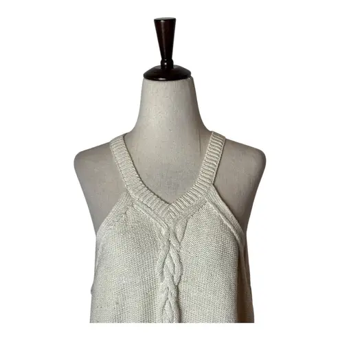 Lafayette 148 Sweater Women XL Ivory Linen Silk Cable Knit V Neck Preppy Luxury Gold