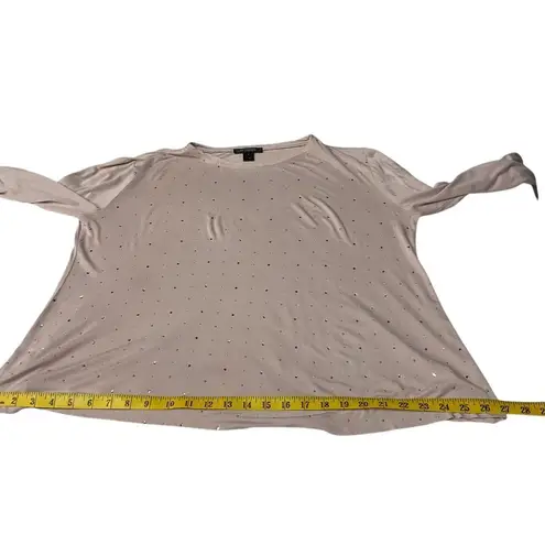 St. John Women's Jersey Knit Rhinestone Embellished Long Sleeve Shirt Pink Sz S