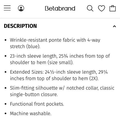 Betabrand Like New Transcendent Stretch Blazer Blue Size XS