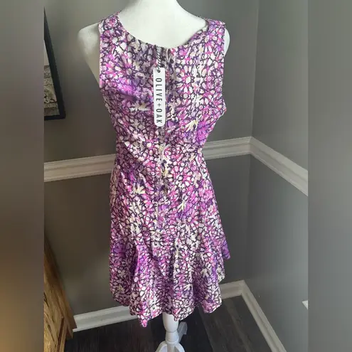 Olive & Oak Anthropologie Womens Purple Spring Plum Print Sleeveless Dress Small