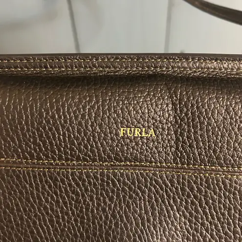 Furla Dark Black Pebble Leather Shoulder Bag | Crossbody Wallet Purse Authentic