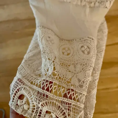 Sweet Journey Beige Lace Trim Maxi Dress Resortwear Sleeveless Women's Size Small Boho