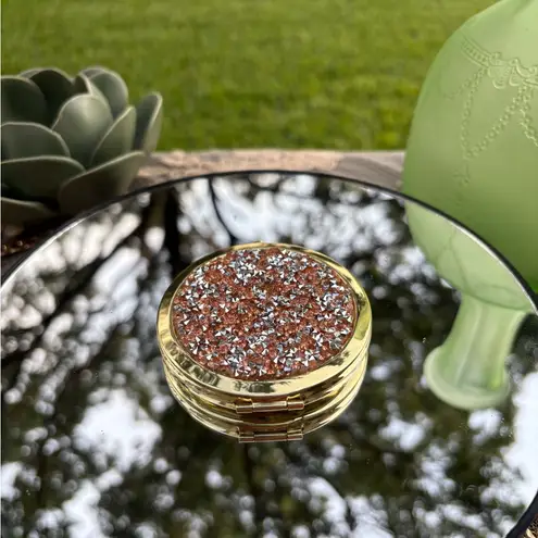 Foldable sequin vanity small mirror Gold
